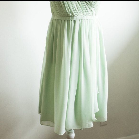 Donna Morgan pale green 'Lindsey' bridesmaid / cocktail strapless chiffon dress - Picture 5 of 7